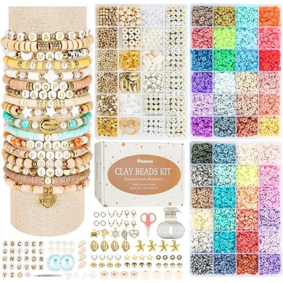 Pizooro Clay Beads 3 Boxes Bracelet Making Kit, 10500pcs Beads for Jewelry - Picture 7 of 7